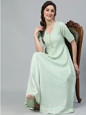 Green Flared Maxi Dress