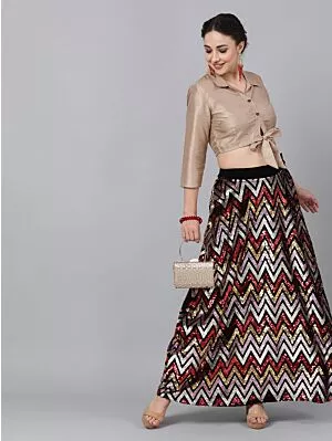 Multicolored Embellished Lehenga With Blouse