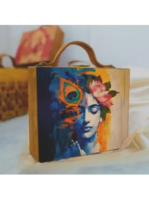 Women Krishna Printed Suitcase Style Clutch