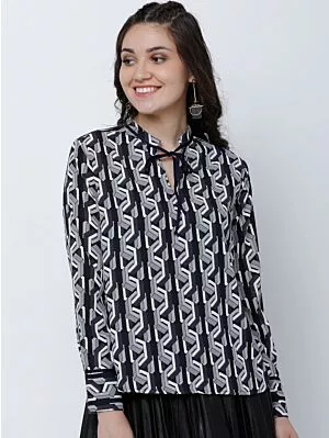 Women Black Printed Top