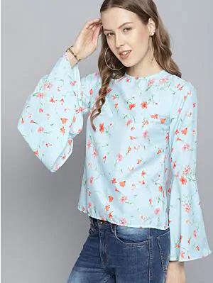 Women Blue Printed Top
