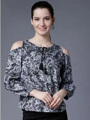 Women Black Printed Top