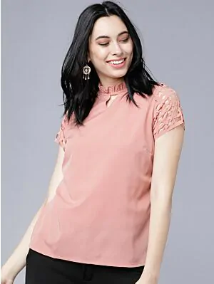 Women Pink Solid A-Line Top
