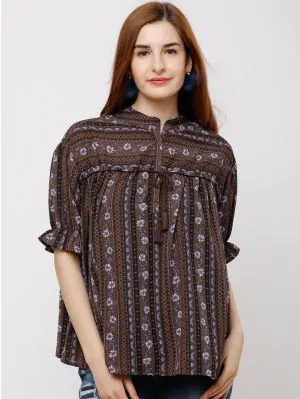 Women Brown Printed Top