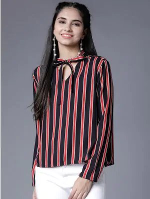 Women Black Striped Top