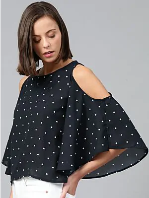Women Navy Blue Printed A-Line Top
