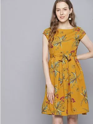 Gold Flower Party Wear Mini Skirt dress
