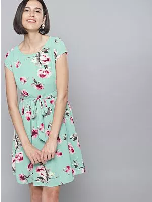 Green Flower Mini Dress
