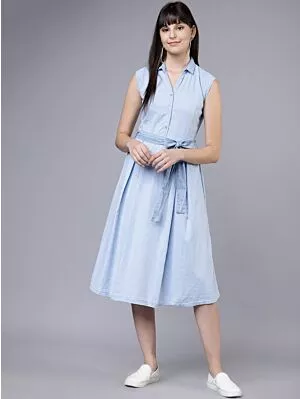 Blue Mini Dress with waist belt