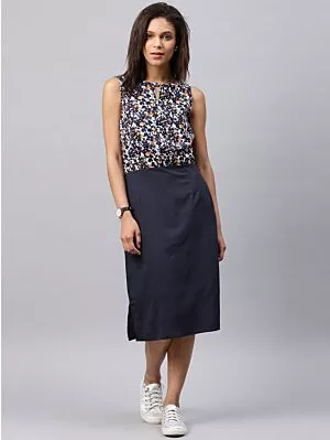 Women Navy Printed Sheath Dress