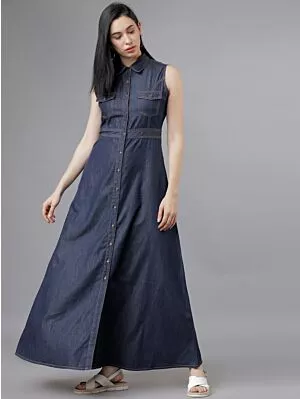 Women Navy Blue Maxi Dress