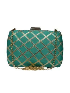 Woman Blue Ethnic Party Clutch