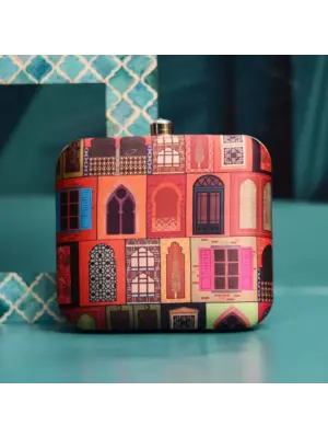 Women Mughal Doors Printed Clutch