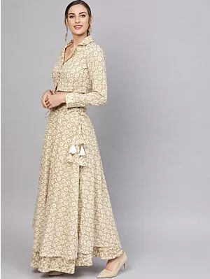 Off white Gold Lehenga With Choli