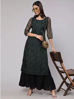 Women Dark Green Digital Print Kurta