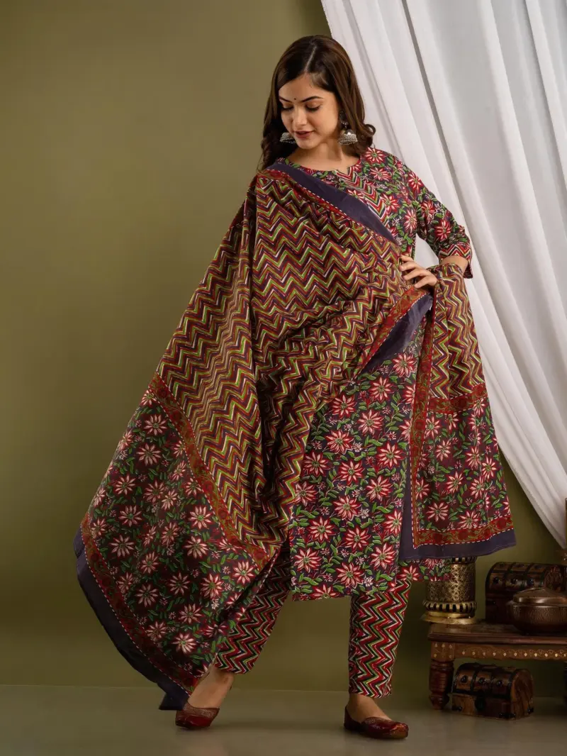 Women Plus Size Cotton Kurta Sets, Indian Salwar Kameez, Casual Wear Suit 