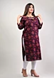 Women Plus Size Purple Pure Cotton Printed Straight Kurta
