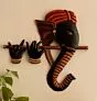Metal Wrought Iron Lord Ganesha Playing Flute Wall Hanging Sculpture Decorative Religious Showpiece For Home Wall Decor