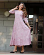 Women Printed Viscose Rayon Anarkali Kurta (Pink)