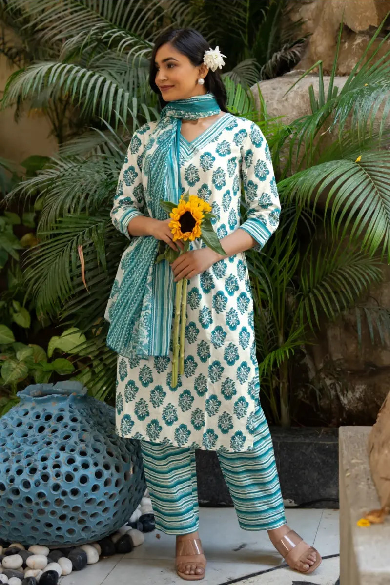 Indian cotton kurta set USA, salwar kameez online USA, Ethnic Wear Readymade Suit