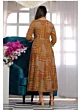 Women Printed Viscose Rayon Anarkali Kurta (Gold, Multicolor)