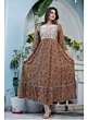 Women Printed Viscose Rayon Gown Kurta  (Multicolor)