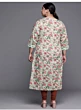 Women Plus Size Green & Orange Ethnic Motifs Printed Mirror Work Kurta