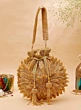 Golden Flower Sequined Heavy Potli Bag for Women