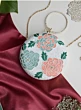 Floral Embroidered Round Festive Clutch