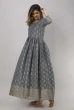 Women Printed Viscose Rayon Flared Kurta  (Grey)