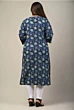 Women Plus Size Blue Pure Cotton Printed Straight Kurta