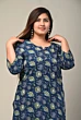 Women Plus Size Blue Pure Cotton Printed Straight Kurta