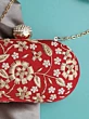 Women Red Embroidered Party Wear Clutch