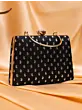 Woman Elegant Black & Gold Jacquard Evening Bag