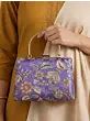 Women Lavender Floral Embroidered Clutch