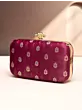 Women Ruby Blossom Golden Chain Clutch