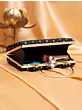 Woman Elegant Black & Gold Jacquard Evening Bag