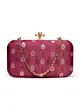 Women Ruby Blossom Golden Chain Clutch