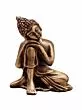 Brown Metal Resting Buddha On Knee Statue Religious God Idol - Serene Home Decor Accent