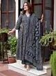 Women Plus Size Blue Printed Anarkali Kurta Palazzo Dupatta Set , Viscose Blend Ethnic Outfit 