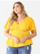 Plus Size Yellow Tie Detail Flare Top