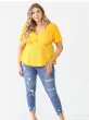 Plus Size Yellow Tie Detail Flare Top