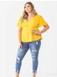 Plus Size Yellow Tie Detail Flare Top