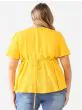 Plus Size Yellow Tie Detail Flare Top