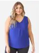 Plus Blue Button Up Detail Sleeveless Top