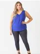 Plus Blue Button Up Detail Sleeveless Top
