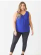 Plus Blue Button Up Detail Sleeveless Top