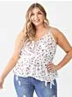 Plus Floral Sleeveless Wrap Neck Flare Hem Top