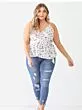 Plus Floral Sleeveless Wrap Neck Flare Hem Top