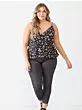 Plus Floral Sleeveless Wrap Neck Flare Hem Top